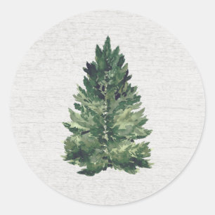 Adesivo Redondo Árvore de Natal Rustic Watercolor