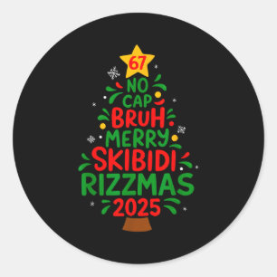 Adesivo Redondo Árvore de Natal Six Seven 67 Sem Capuz Bruh Meme 6