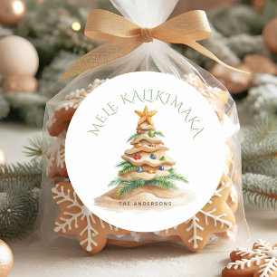 Adesivo Redondo Árvore de Natal Tropical Mele Kalikimaka
