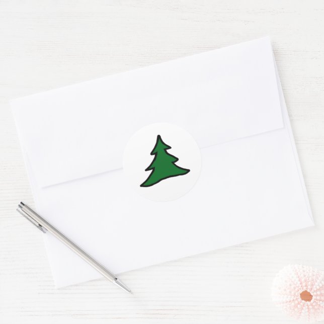 Adesivo Redondo Árvore de Natal Verde (Envelope)