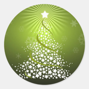 Adesivo Redondo Árvore de Natal verde do vetor