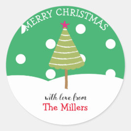 Adesivo Redondo Árvore de Natal Verde Moderno