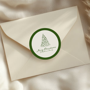 Adesivo Redondo Árvore de Natal Vermelha e Verde