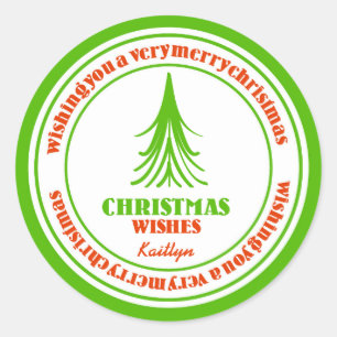 Adesivo Redondo Árvore de Natal Vermelha e Verde
