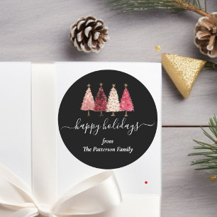 Adesivo Redondo Árvore de Natal Vermelho Cor-de-rosa Verde