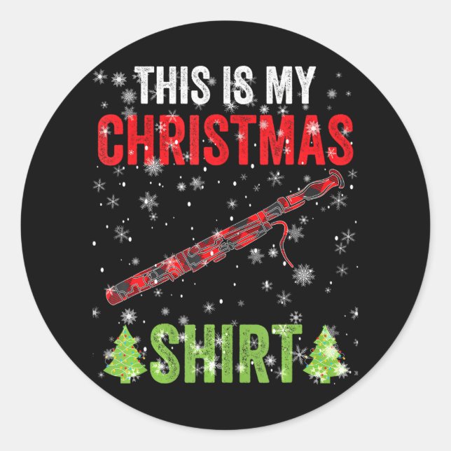 Adesivo Redondo Árvore de Ornamentos do Jogador de Bassons de Nata (Frente)