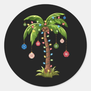 Adesivo Redondo Árvore de Palma de Natal Light Hawaiai Tropical Xm