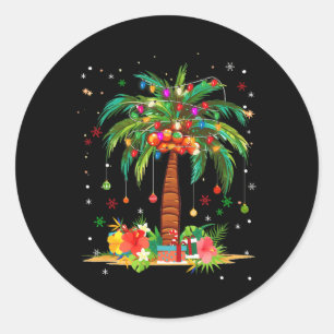 Adesivo Redondo Árvore de Palma de Natal Light Hawaiai Tropical Xm