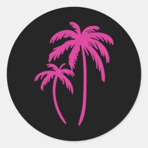 Adesivo Redondo Árvore de Palmeira de Bolso Rosa Fofa Vacação de V