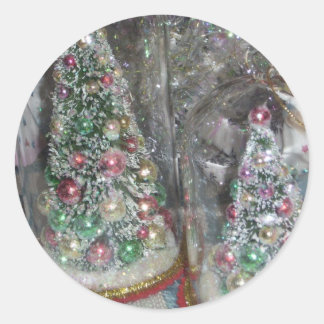 Adesivo Redondo Árvore de Pincel do Frasco de Vintage