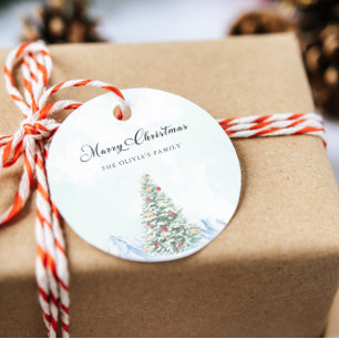 Adesivo Redondo Árvore de Pinheiros de Natal Moderno