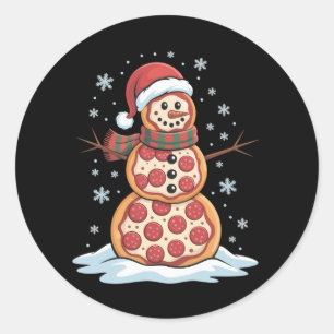 Adesivo Redondo Árvore de Pizza Boneco de Neve Chapéu do Papai Noe