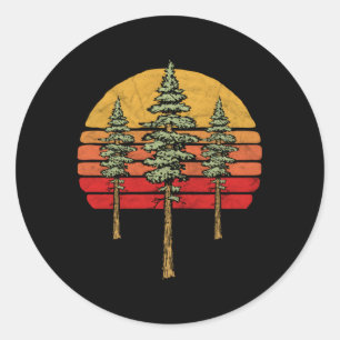 Adesivo Redondo Árvore de Sequoias Vermelhas Minimalista