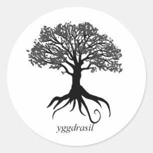 Adesivo Redondo Árvore de Yggdrasil de vida