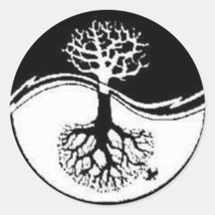 ADESIVO REDONDO ÁRVORE DO RECICLAR YIN YANG
