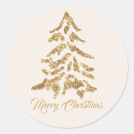 Adesivo Redondo Árvore Dourada festiva Feliz Natal