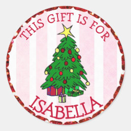 Adesivo Redondo Árvore e presentes de Natal personalizados