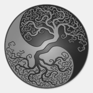 Adesivo Redondo Árvore escura de Yin Yang