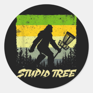 Adesivo Redondo Árvore Estúpida Disc Golf Frisbee Golf Engraçado