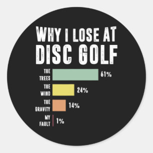 Adesivo Redondo Árvore Estúpida Disc Golf Jogador Divertido Frisbe
