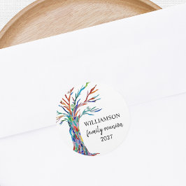 Adesivo Redondo Árvore Familiar de Reunião