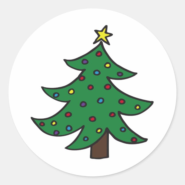 Adesivo Redondo Árvore Feliz de Natal (Frente)