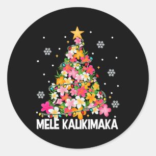 Adesivo Redondo Árvore Floral de Natal Havaiana Mele Kalikimaka Tr