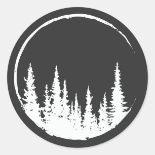 Adesivo Redondo Árvore Florestal Floral Árvore Amadora Florestal