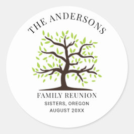 Adesivo Redondo Árvore Genealógica de Reunião de Família Personali