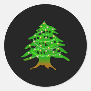 Adesivo Redondo Árvore Libanesa Natal Bandeira do Líbano Ced