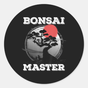 Adesivo Redondo árvore-mestra de bonsai miniárvores do pôr do sol