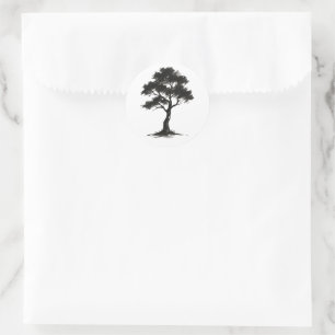 Adesivo Redondo Árvore Minimalista – Ilustração da Natureza com Pi