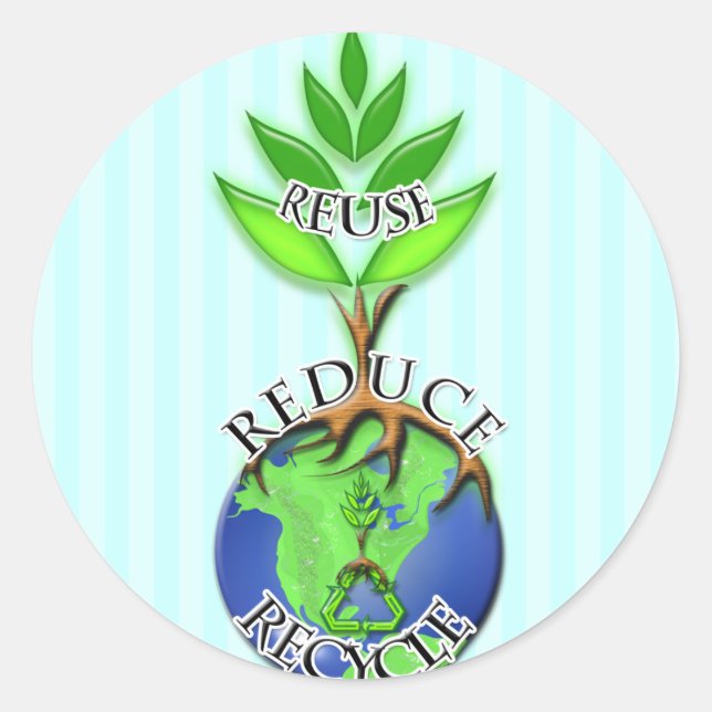 Adesivo Redondo Árvore na parte superior da Terra - Vinhetas (Frente)