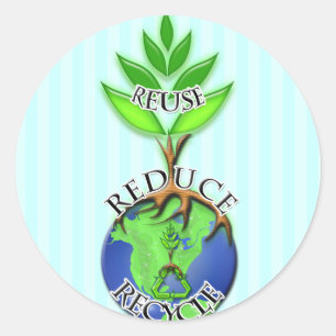 Adesivo Redondo Árvore na parte superior da Terra - Vinhetas