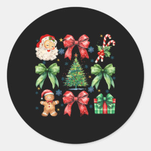 Adesivo Redondo Árvore Natal Coquette Arco Santa Claus Candy