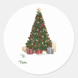 Adesivo Redondo Árvore Natal De E Para O Vinheta