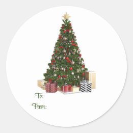 Adesivo Redondo Árvore Natal De E Para O Vinheta