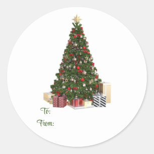 Adesivo Redondo Árvore Natal De E Para O Vinheta