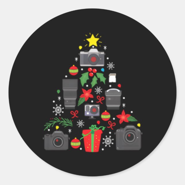 Adesivo Redondo Árvore Ornat da Câmera Fotógrafo (Frente)