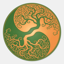 Adesivo Redondo Árvore ouro Green Yin Yang