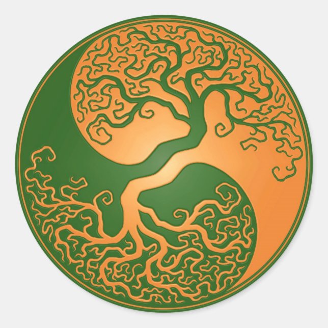 Adesivo Redondo Árvore ouro Green Yin Yang (Frente)