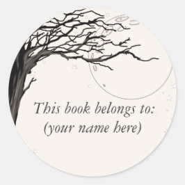 Adesivo Redondo Árvore, qualidade de jornal antiga