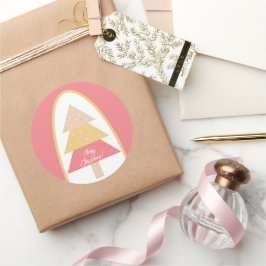 Adesivo Redondo Árvore Rosa Feriada Fresca