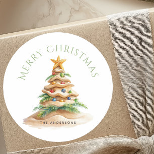Adesivo Redondo Árvore Tropical de Natal