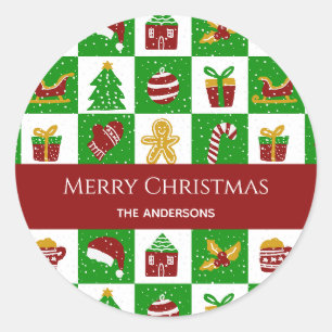 Adesivo Redondo Árvore Verde Caprichosa biscoito de gengibre Xmas
