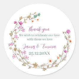 Adesivo Redondo Árvore Verde Elegante Deixa Casamento Personalizad