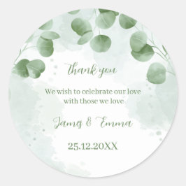 Adesivo Redondo Árvore Verde Elegante Deixa Casamento Personalizad