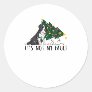 Adesivo Redondo Árvore Xmas Não É Minha Fronteira Falsa, Collie Do