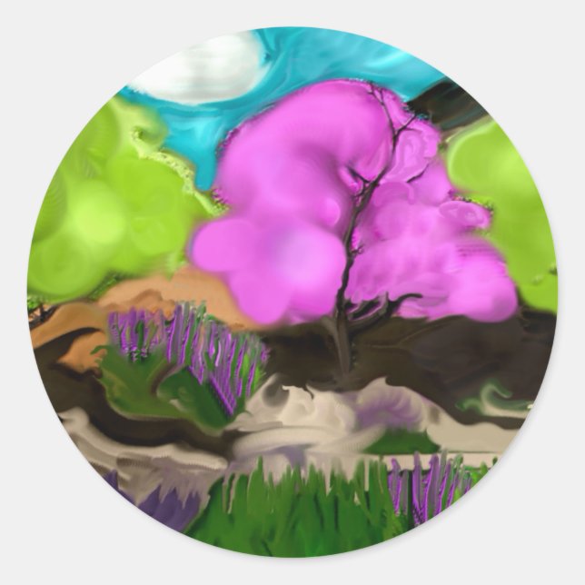 Adesivo Redondo Árvores abstrato (Frente)