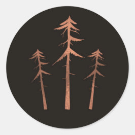 Adesivo Redondo Árvores Altos de Bronze de Cobre Casamento Rústico